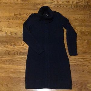 Navy blue wool sweater dress